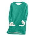 thumbnail image 1 of ZQGJB Savings Clearance Warm Sherpa Lined Pullover Sweatshirt for Women Crewneck Solid Color Long Sleeve Fleece Blouse Winter Thick Velvet Loungewear Tops(Z#01-Green,XXL), 1 of 4