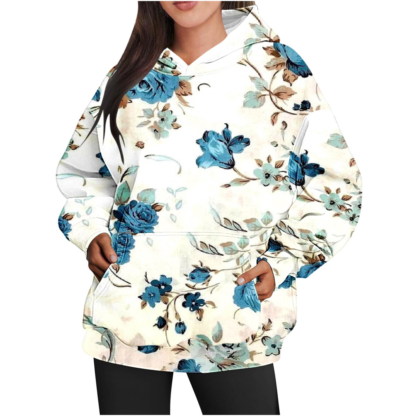 ZQGJB Savings Clearance Women's Camo Hoodie MapleLeaf Print Oversized Sweatshirt Long Sleeve