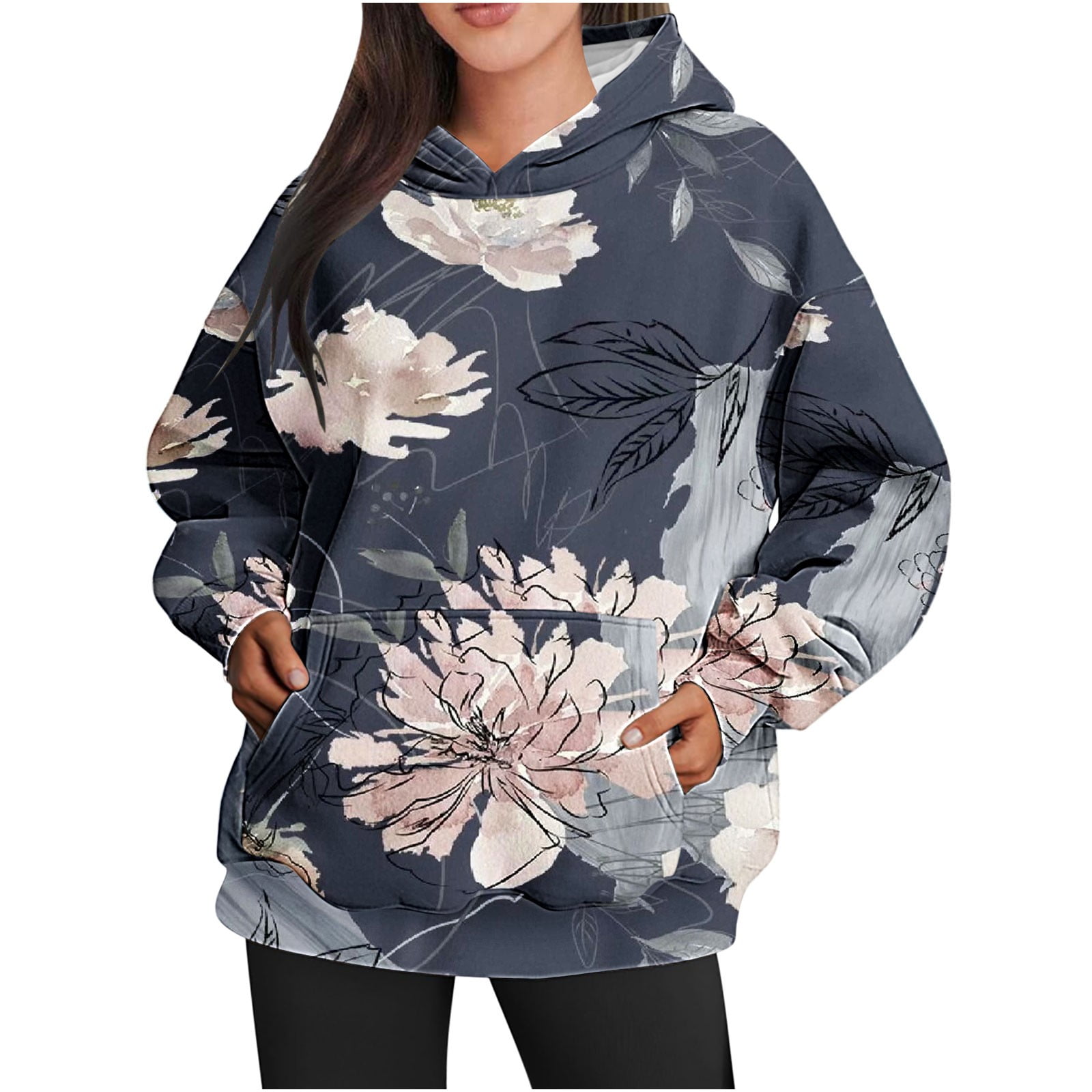 ZQGJB Savings Clearance Women's Camo Hoodie Maple-Leaf Print Oversized ...