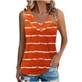 thumbnail image 1 of ZQGJB Sexy Ruffled Trim V Neck Tank Tops for Women Casual Striped Color Block Print Summer Sleeveless Tunic Blouse Loose Fit Dressy Shirts Orange XXL, 1 of 6