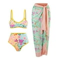 thumbnail image 1 of ZQGJB Sexy Two Piece Tankini Swimsuit with Chiffon Wrap Around Long Skirt for Women Vintage Summer Floral Printed Tummy Control Bathing Suit 3 Piece Set #12-Yellow XL, 1 of 6