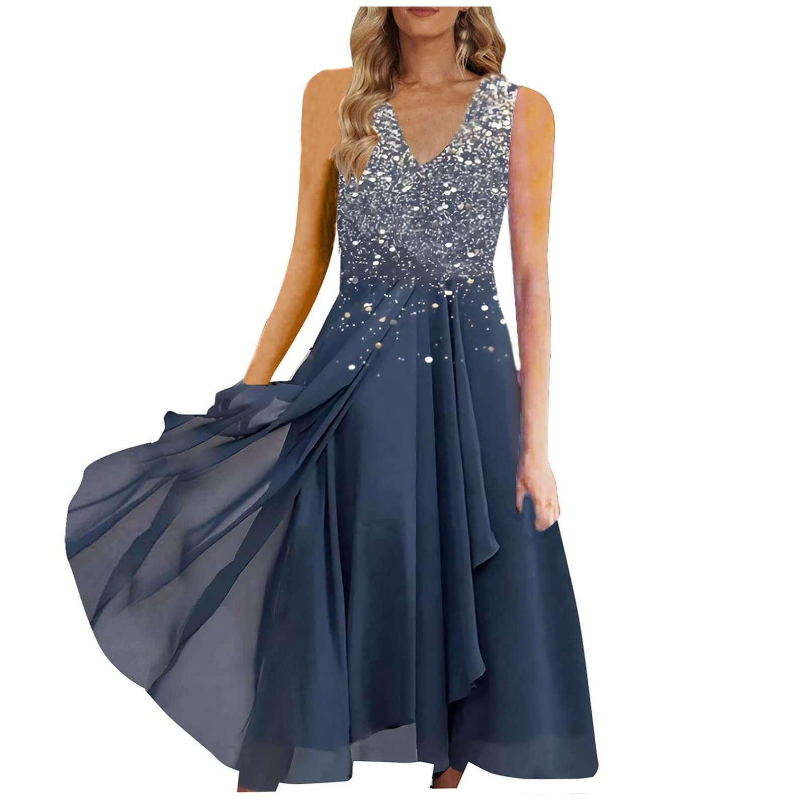 Slimming Dresses for Curvy Women with Belly Wedding Guest Summer Sequin  Sleeveless Party Casual Sexy Night Dress