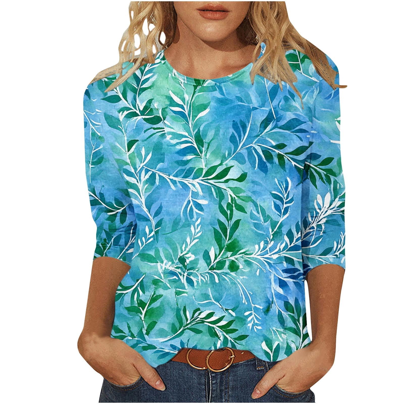 ZQGJB Spring Fashion 3 4 Sleeve Tops For Women Trendy Overszied zqgjb-spring-fashion-3-4-sleeve-tops-for-women-trendy-overszied