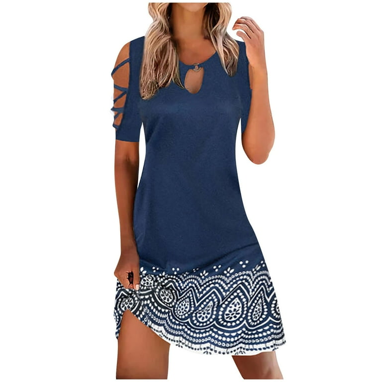 Hawaiian cold top shoulder dress