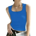 thumbnail image 1 of ZQGJB Summer Womens Square Neck Tank Tops Trendy Solid Color Basic Workout Tees Shirt Casual Sleeveless Athletic Cami Shirts 2025 Blue S, 1 of 7