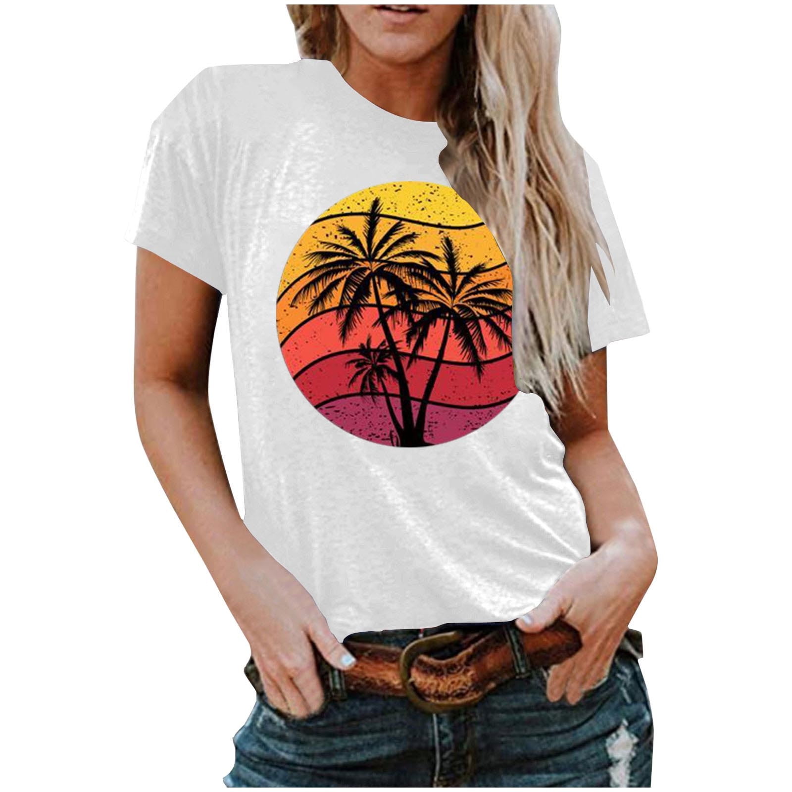 White Cotton Polyester Florida Graphic Round Neck T-Shirt