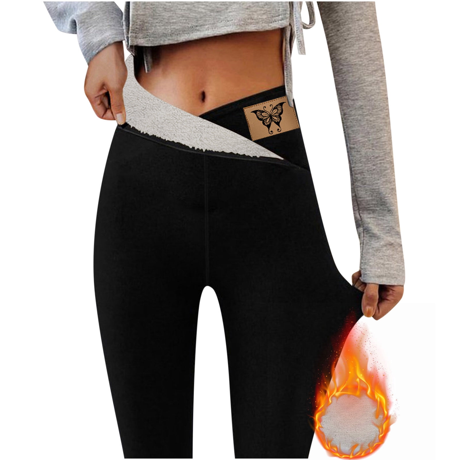 ZQGJB Super Thick Cashmere Leggings for Women - Cute Butterfly