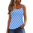thumbnail image 1 of ZQGJB Tank Top for Women Loose Fit Polka Dot Print Summer Spaghetti Straps Cami Top Basic Scoop Neck Adjustable Cute Sleeveless Shirts Blue M, 1 of 6