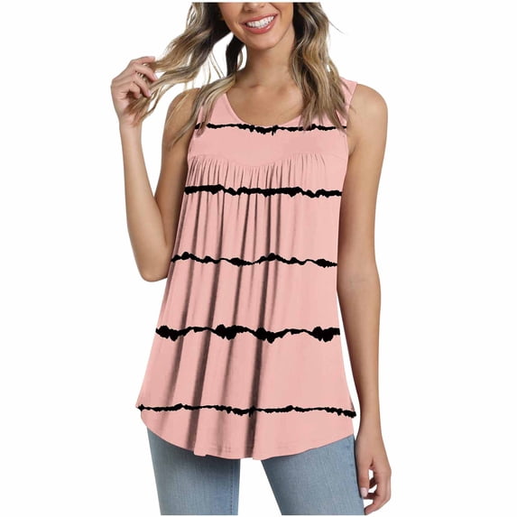 ZQGJB Tunic Tops for Women Loose Fit Casual Summer Sleeveless Solid Color Cami Vest Trendy Flowy Ruched Tank Top Casual Workout Tee Shirt Blouse Z#07-Pink S