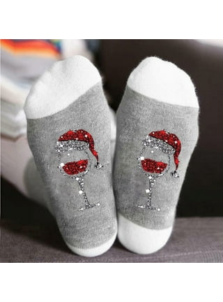 TMOYZQ Women's Winter Non Slip Thick Slipper Socks With Grippers Christmas  Holiday Home House Fuzzy Socks Crew Warm Cozy Socks for Xmas Gift Christmas