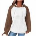 thumbnail image 1 of ZQGJB Waffle Knit Hoodie Tops for Women Lightweight Casual Color Block Print Long Sleeve Drawstring Hooded Pullover Sweatshirts Loose Oversized Comfy Sweaters with Pockets Brown L, 1 of 7