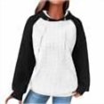 thumbnail image 1 of ZQGJB Waffle Knit Hoodie Tops for Women Lightweight Casual Color Block Print Long Sleeve Drawstring Hooded Pullover Sweatshirts Loose Oversized Comfy Sweaters with Pockets Black XL, 1 of 7