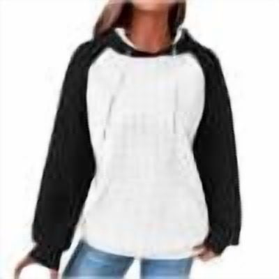 ZQGJB Waffle Knit Hoodie Tops for Women Lightweight Casual Color Block Print Long Sleeve Drawstring Hooded Pullover Sweatshirts Loose Oversized Comfy Sweaters with Pockets Black XXL