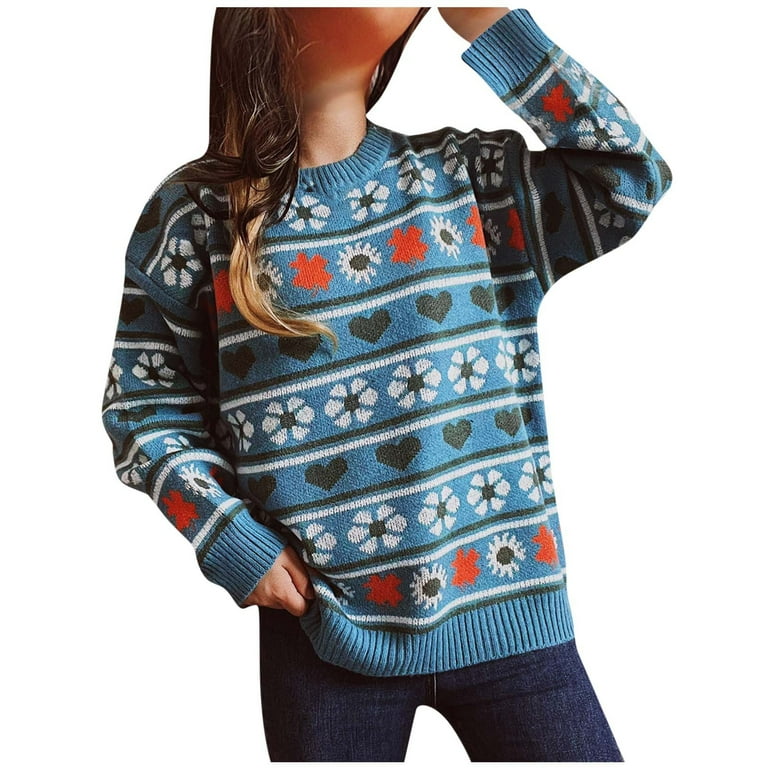 ZQGJB Western Sweaters for Women Vintage Ethnic Style Aztec