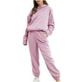 thumbnail image 1 of ZQGJB Women 2 Piece Outfits Fall Winter Casual Solid Color Long Sleeve Hoodie Sweatshirt Tracksuit & Oversized Jogger Sweatpants Y2K Sweatsuit Set Pink S, 1 of 5