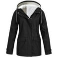 thumbnail image 1 of ZQGJB Women Plus Velvet Trendy Coat Outwear Loose Overcoat Winter Solid Thick Fleece Warm Hooded Zip Up Parka Jacket Black M, 1 of 6