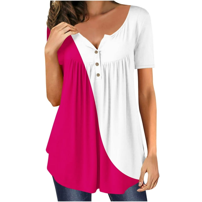 https://i5.walmartimages.com/seo/ZQGJB-Women-Tops-Hide-Belly-Tunics-Casual-Color-Block-Printed-Short-Sleeve-Button-Neckline-T-Shirts-Trendy-Flowy-Comfy-Blouse-Leggings-Hot-Pink-L_b3412f7b-5977-474a-bec6-3fe7891b58ea.d86a9b831f1c4e091bc40efe2858ef78.jpeg?odnHeight=768&odnWidth=768&odnBg=FFFFFF
