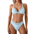thumbnail image 1 of ZQGJB Women Two Piece Bikini High Cut Swimsuit Mesh Patchwork Push up Padded Triangle Bathing Suit Cheeky Bikini Set(Light Blue,L), 1 of 3