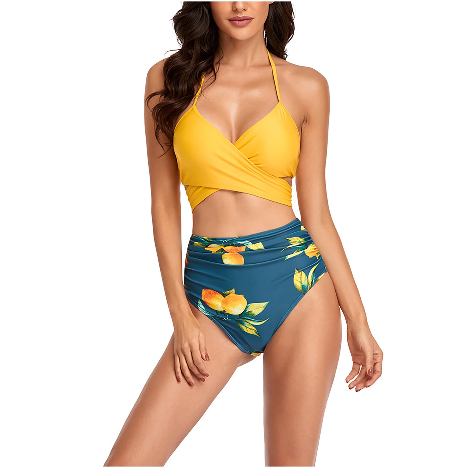 Tempt Me Women Two Piece Swimsuits High Waisted Bikini Set Ruffle Flounce  Tummy Control Bottoms Bathing Suit : : Clothing, Shoes 