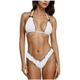 thumbnail image 1 of ZQGJB Women Y2k Bikinis Sets Lace up Coquette Aesthetic Bows Halter Tie Up Bikini Top High Cut Elastic Waist Bikini Bottom(White,M), 1 of 3