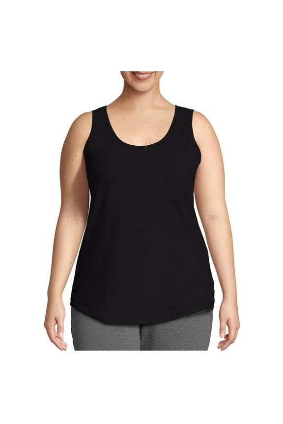 Women and Women's Plus Tank Tops Quick Dry Summer Sleeveless Scoop Neck Camisole Loose Fit Casual Solid Shirttail Tank Active Shirts Black L