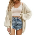 thumbnail image 1 of ZQGJB Women's 2023 Fall Long Batwing Sleeve Waffle Knit Cardigan Solid Color Chunky Open Front Long Loose Sweater Coat with Pockets White XXXL, 1 of 6