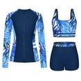 thumbnail image 1 of ZQGJB Women's 3 Piece Rash Guard Zip Up UPF 50+ Swim Shirt Built in Bra Retro Floral Print Long Sleeve Swimsuits Swim Skirt with Bikini Brief(Navy,M), 1 of 6