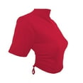 thumbnail image 1 of ZQGJB Women's Backless Tie Back Short Sleeve T Shirt Club Crop Tops Basic Solid Color Athletic Workout Tee Shirts Red M, 1 of 6