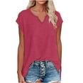 thumbnail image 1 of ZQGJB Women's Cap Sleeve Shirts Casual Summer V Neck Tunic Tops Loose Tshirts Side Slit Workout Tees Shirt Loose Lightweight Comfy Cami Tank Tops Hot Pink S, 1 of 7