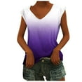 thumbnail image 1 of ZQGJB Women's Cap Sleeve Tank Tops Trendy U Neck Tie Dye Gradient Print Summer Casual Shirts Loose Relaxed Fit Basic Workout Tees Blouse Purple S, 1 of 4