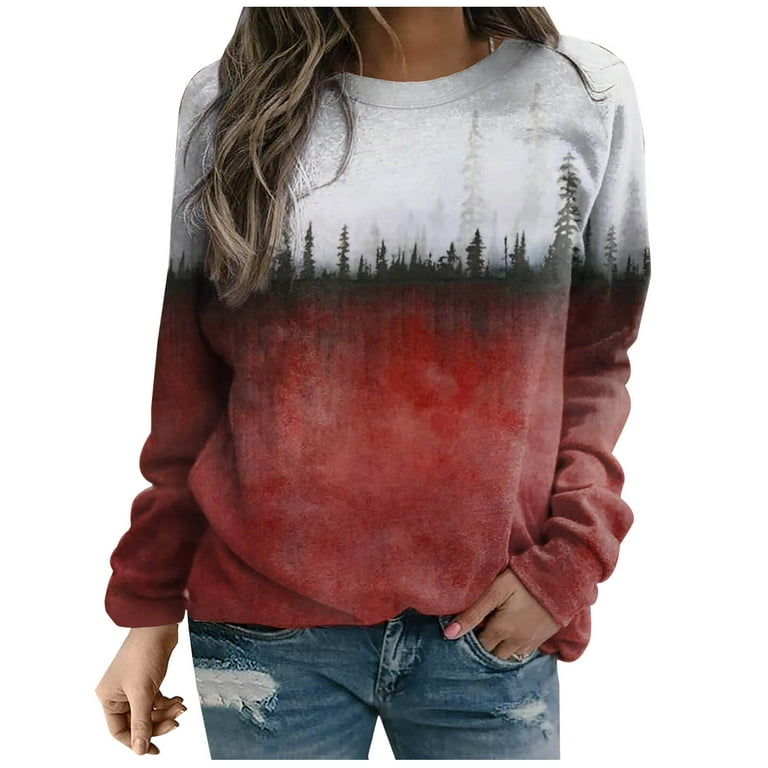 Going Out Tops Versatile Flower Print Sweatshirts Pullover Long Sleeve  Crewneck Sweatshirt Vintage Shirts at  Women’s Clothing store