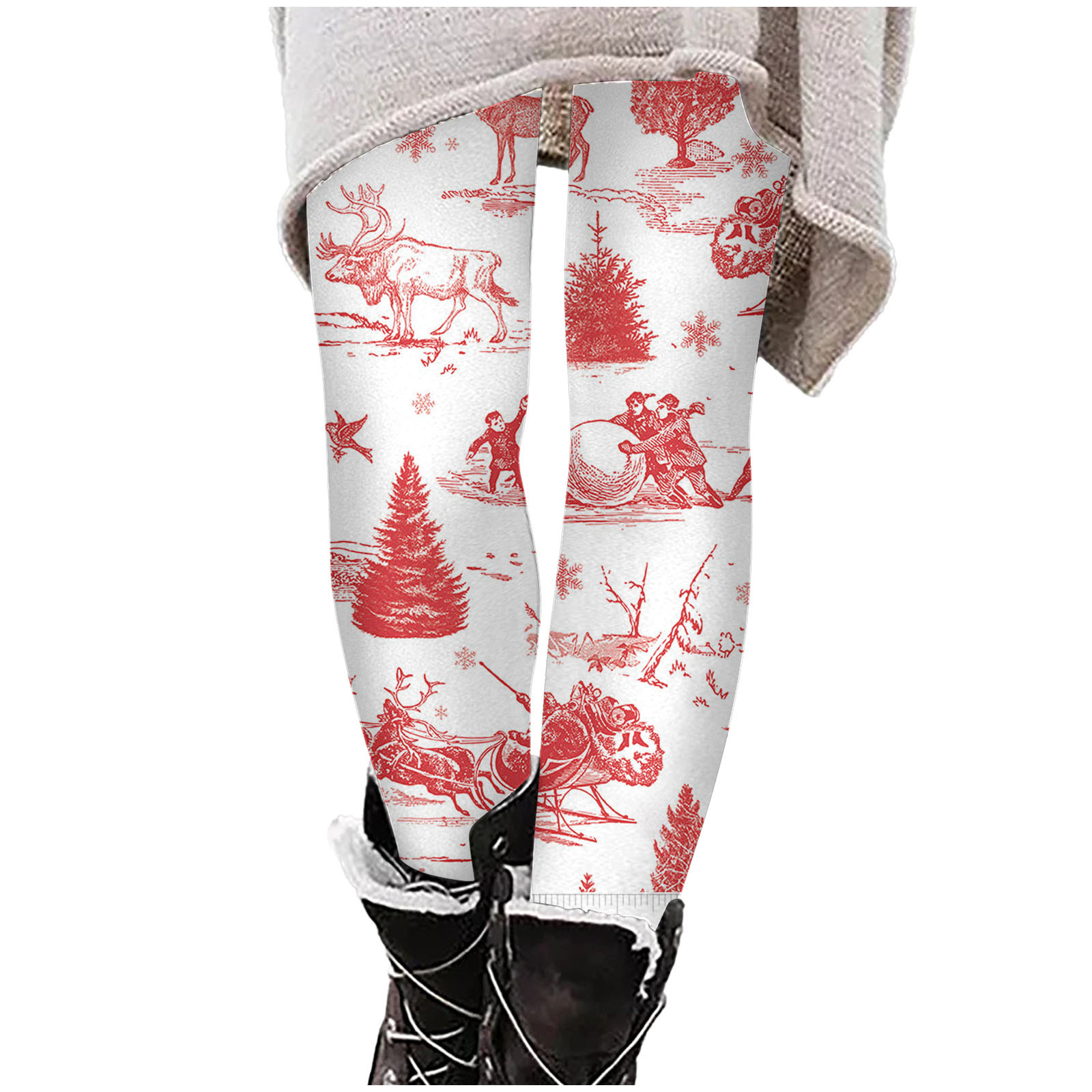 ZQGJB Women's Christmas Leggings High Waisted Workout Pants Tummy