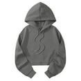 thumbnail image 1 of ZQGJB Women's Drawstring Cropped Hoodie Lightweight Casual Fall Hoodies for Women Loose Workout Crop Tops Sweatshirt Long Sleeve Hooded Pullover Crop Top Dark Gray XXL, 1 of 8