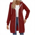 thumbnail image 1 of ZQGJB Women's Full Zip Up Hoodies Oversized Fleece Long Tunic Sweatshirts Lightweight Casual Long Sleeve 2025 Fall Hoodie Jacket Coat with Pockets Red L, 1 of 7