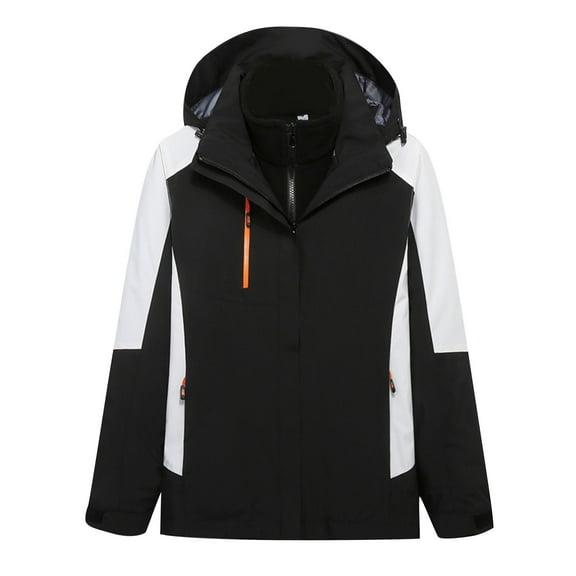 ZQGJB Women's Lightweight Waterproof Long Softshell Tactical Rain Jacket Fall Winter Thick Warm Fleece Lined Windbreaker with Detachable Hood Black XXXL