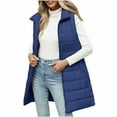 thumbnail image 1 of ZQGJB Women's Oversized Puffer Vest - Quilted Stand Collar Full Zip up Sleeveless Vest with Pockets Trendy Winter Thick Warm Outwear Coat Navy XXL, 1 of 9