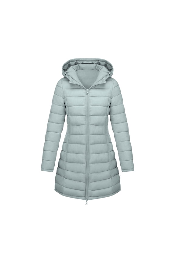 Women's Packable Puffer Jacket Lightweight Reversible Full Zip up Long Sleeve Puffer Coat with Hood Long Winter Warm Travel Puffer Jackets with Pockets Gray XXL