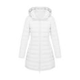 thumbnail image 1 of ZQGJB Women's Packable Puffer Jacket Lightweight Reversible Full Zip up Long Sleeve Puffer Coat with Hood Long Winter Warm Travel Puffer Jackets with Pockets White XL, 1 of 8