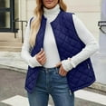 thumbnail image 1 of ZQGJB Women's Quilted Vest Casual Fall Winter Thick Warm Sleeveless Stand Collar Lightweight Full Zip up Padded Gilet with Pockets Blue M, 1 of 9