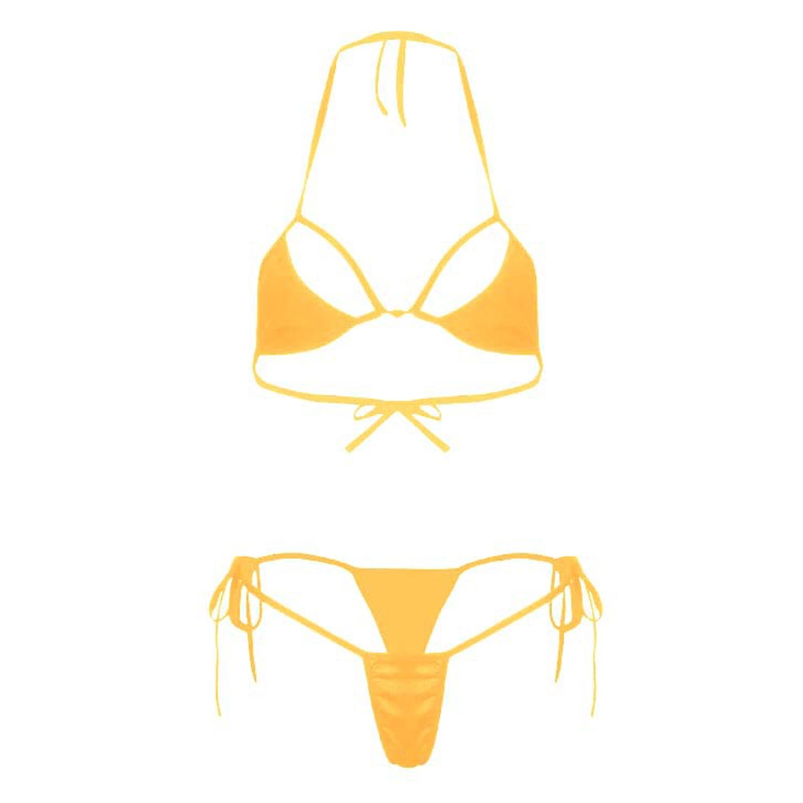 Micro Top Set ZQGJB Women’s Sheer Extreme Swimsuit Bikini Sexy Halterneck Top and Tie ...