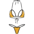 thumbnail image 1 of ZQGJB Women’s Sheer Extreme Swimsuit Bikini Sexy Halterneck Top and Tie Sides Micro Bikini Thong Sets(C-Orange,Free Size), 1 of 2