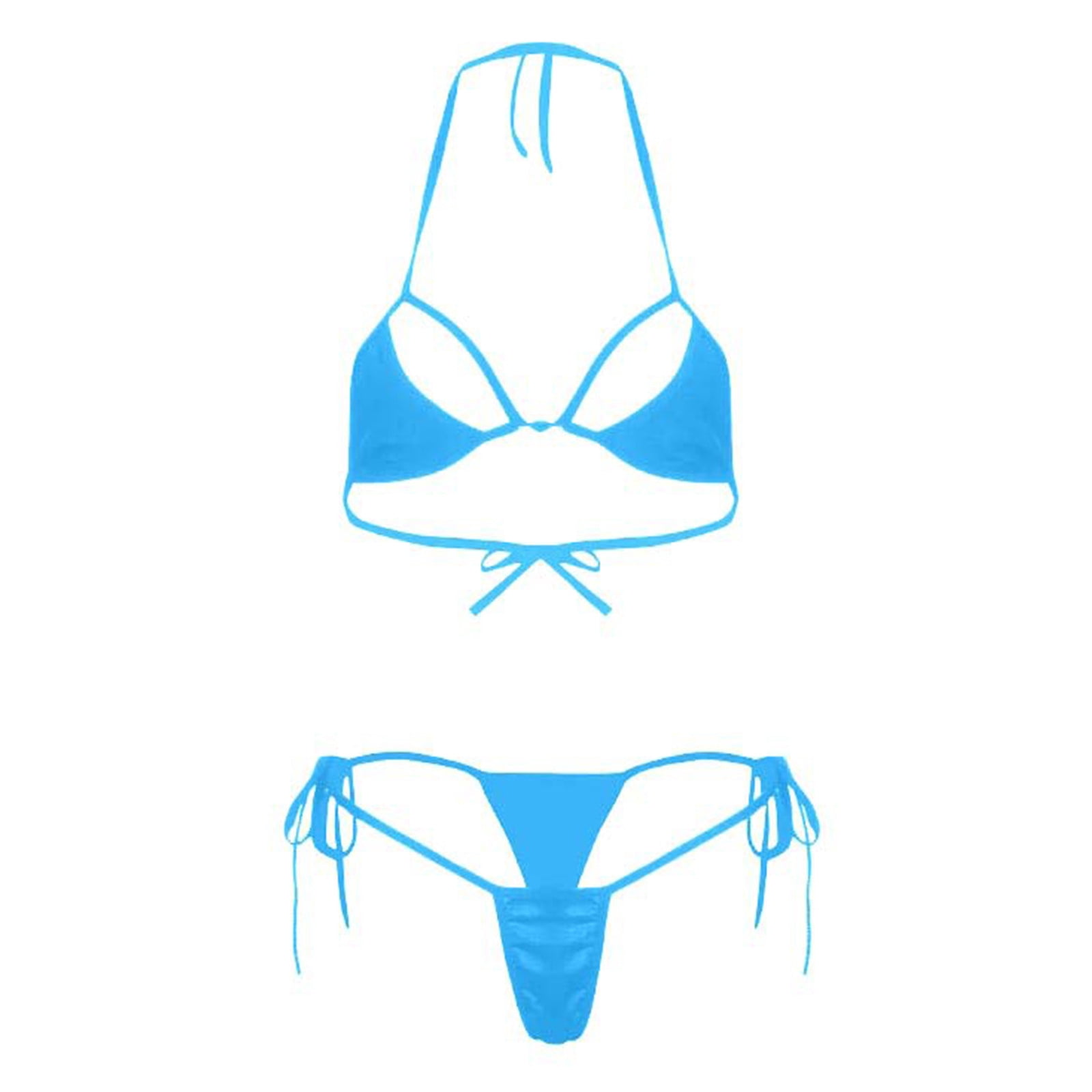 Micro Expreme ZQGJB Women’s Sheer Extreme Swimsuit Bikini Sexy Halterneck Top and Tie ...