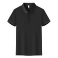 thumbnail image 1 of ZQGJB Women's Short Sleeve Polo Shirts Plus Size Summer Lapel Collared Button Down Top Casual V Neck Tunic Tees Shirt Loose Fit Athletic Workout T Shirt Black XXXXL, 1 of 2