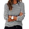 ZQGJB Women's Striped Oversized Sweatshirt Long Sleeve Shirts for Women Crewneck Pullover Blouse Lightweight Casual Pullover Top Y2K Tops Gray XL