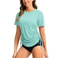 thumbnail image 1 of ZQGJB Women's Swim Shirt UPF 50+ Short Sleeve Rash Guard SPF UV Sun Protection Swimming Swimsuit Side Drawstring Bathing Suit Top Only Mint Green M, 1 of 9