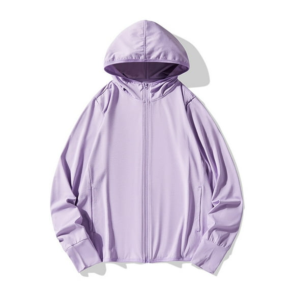 ZQGJB Women's UPF 50 Sun Protection Hoodie Jacket Lightweight Plus Size Full Zip up Long Sleeve Sun Shirt for Women with Pocket Hiking Outdoor Purple XXXL