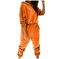 thumbnail image 1 of ZQGJB Women's Velour Tracksuits Set Trendy Solid Color Long Sleeve Casual Drawstring Hooded Pullover Sweatshirts and Sweatpants 2 Piece Joggers Sports Outfits Yellow M, 1 of 9