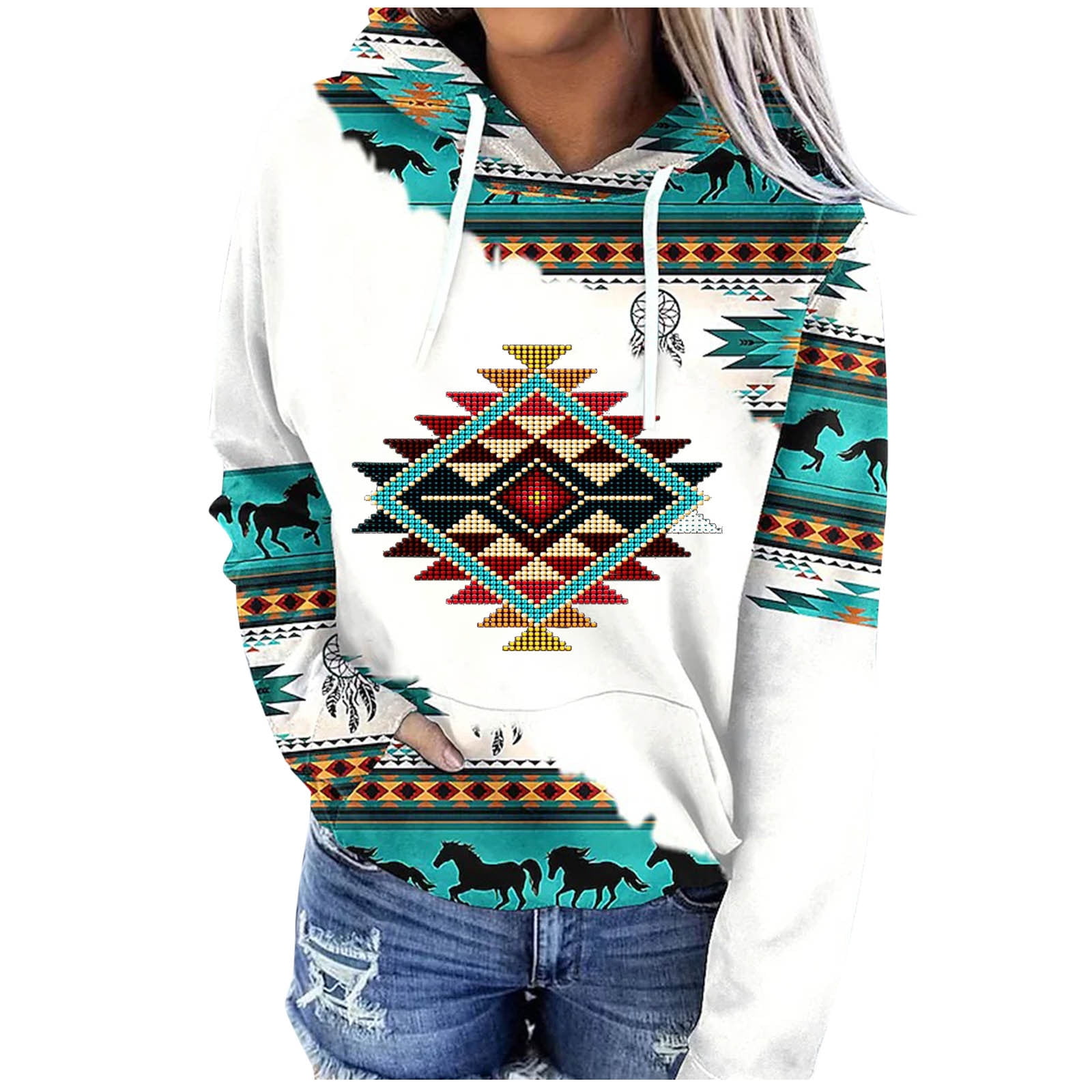 Striped aztec geometric multicolor zipper sweatshirt sales