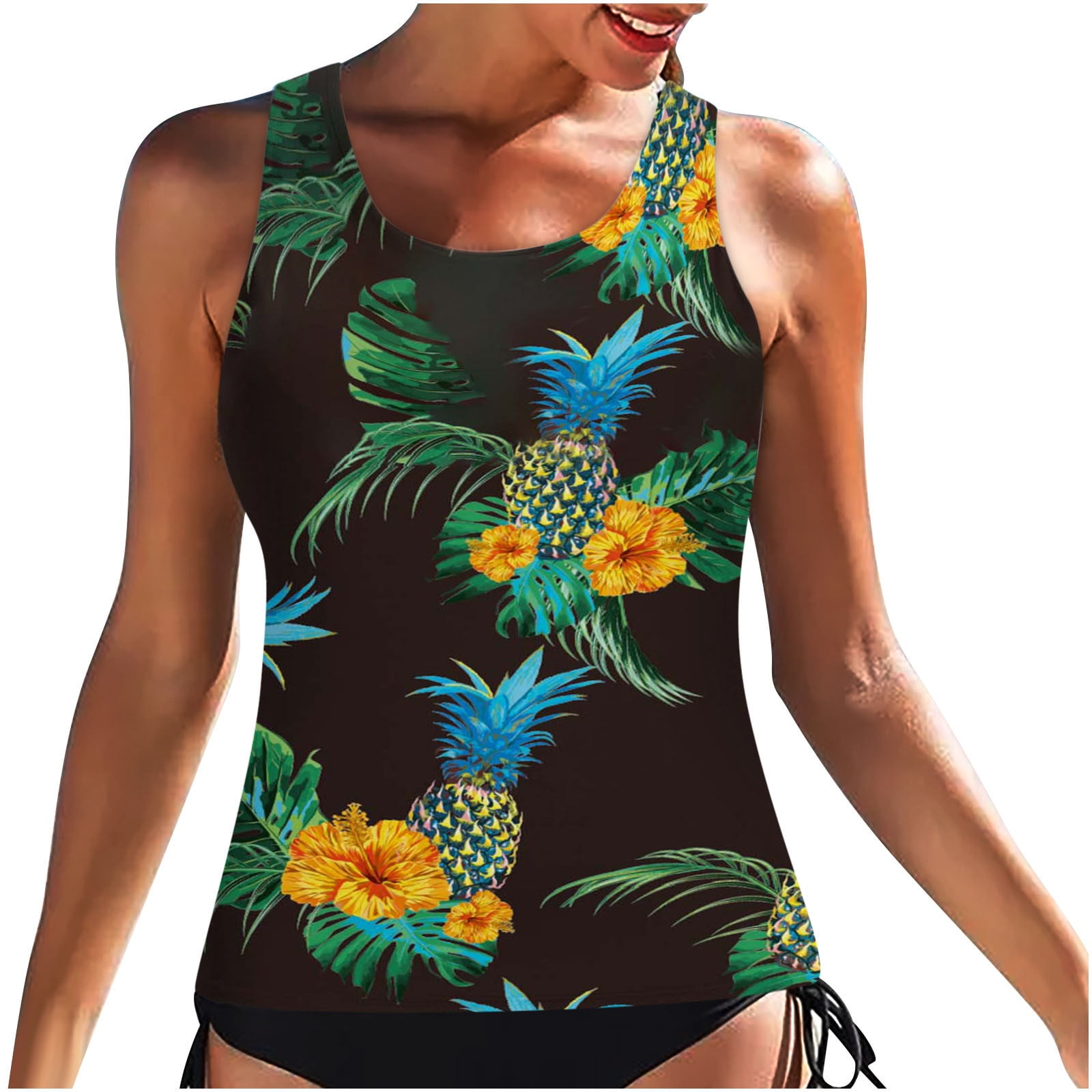 ZQGJB Womens Blouson Tankini Top No Bottom Loose Fit Summer Beach Swim ...