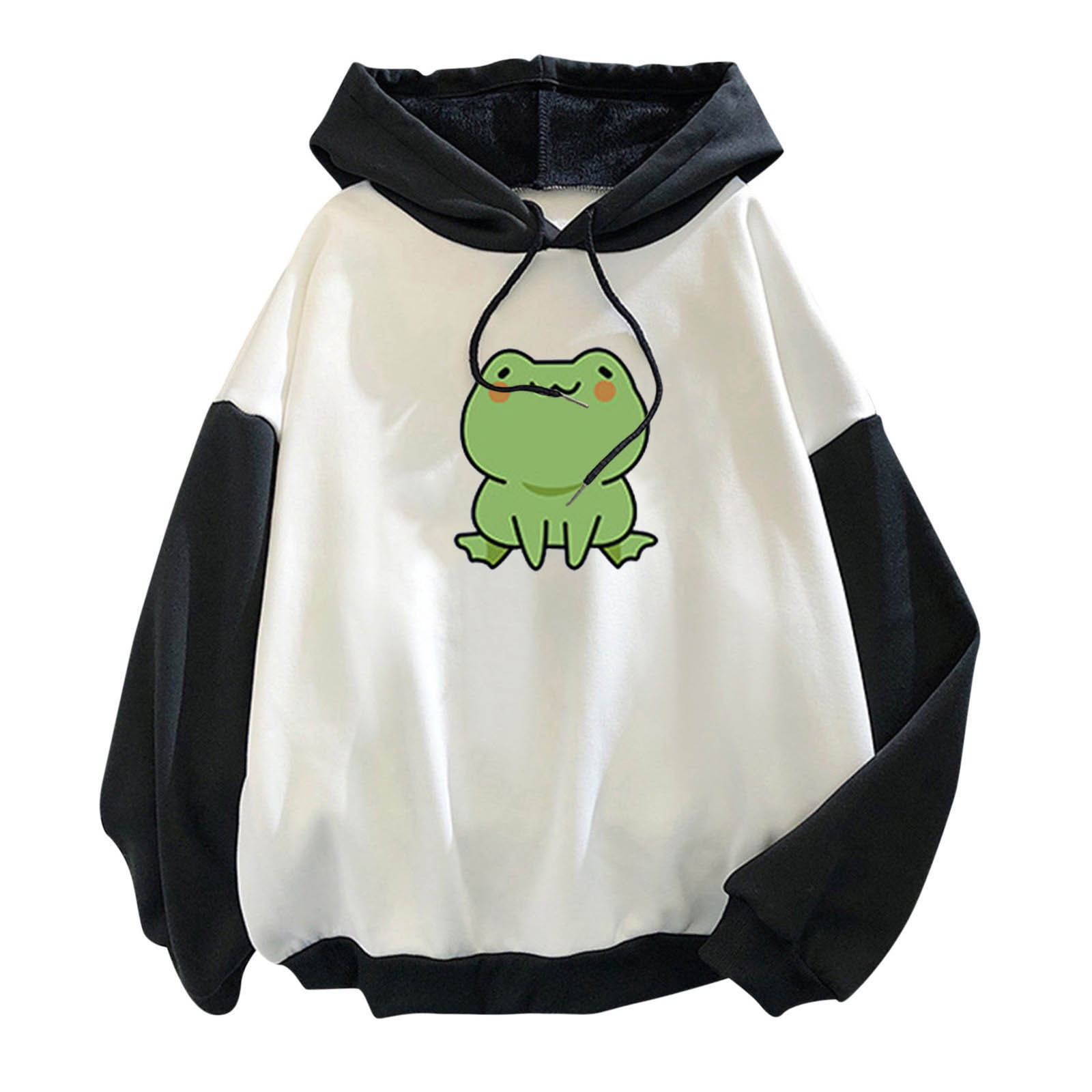 ZQGJB Womens Cute Frog Hooded Sweatshirt Kawaii Long Sleeve